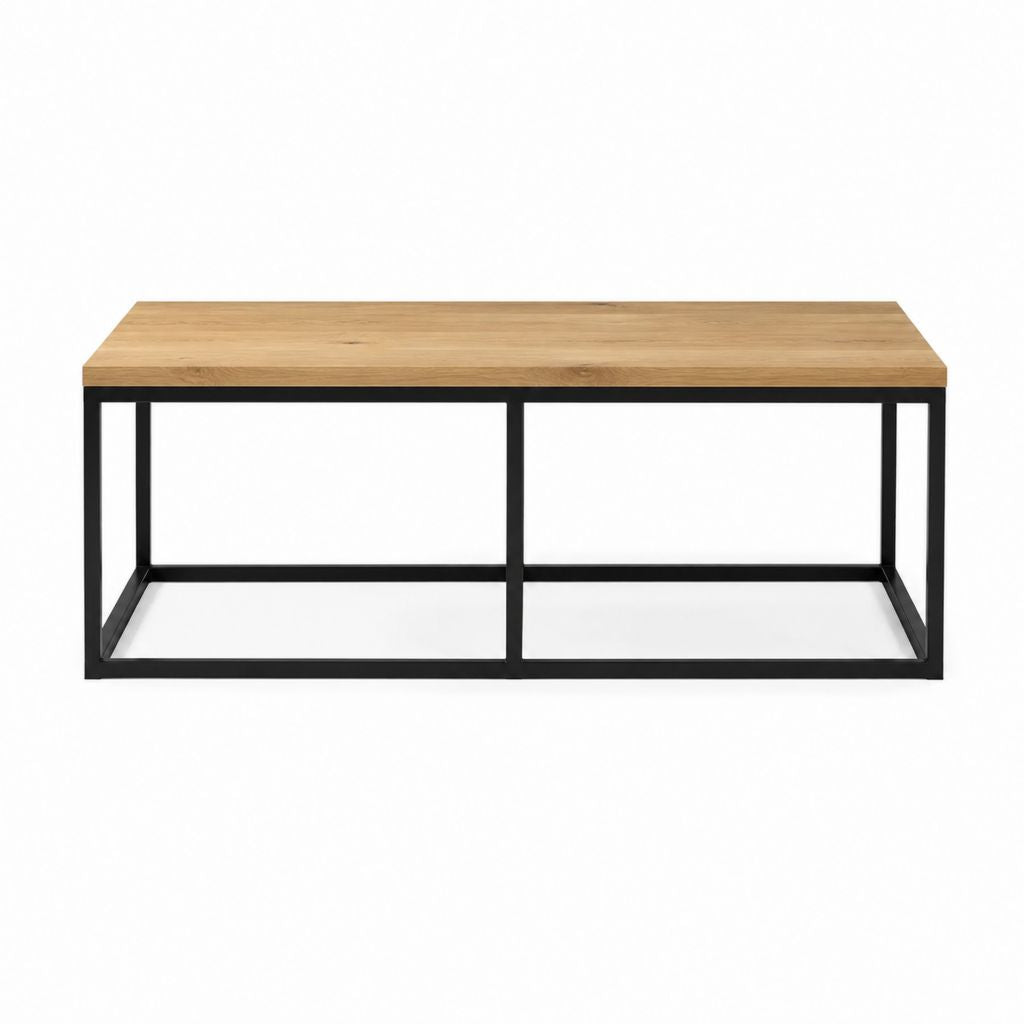 Table basse rectangulaire chêne massif et acier noir 120 x 60 x 45 cm