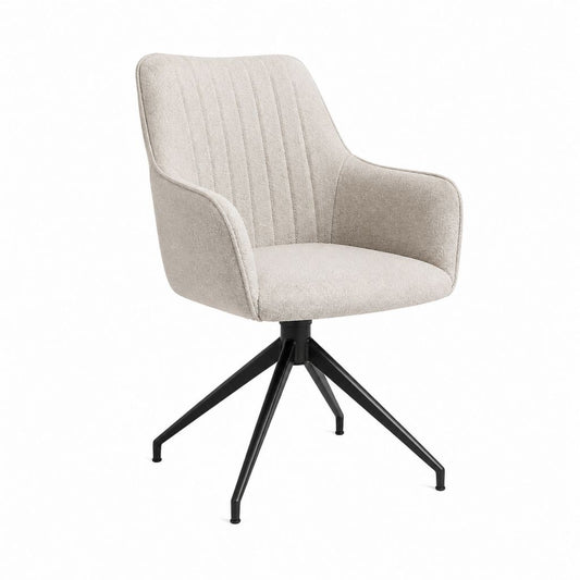 Chaise de salle à manger pivotante beige en polyester forme enveloppante piètement acier 83 x 61 x 60 cm