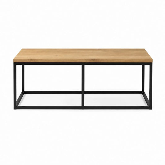 Table basse rectangulaire chêne massif et acier noir 120 x 60 x 45 cm
