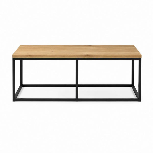 Table basse rectangulaire chêne massif et acier noir 120 x 60 x 45 cm