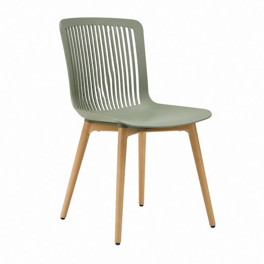 Chaise de salle à manger verte en polypropylène et hêtre 46 x 53 x 82 cm