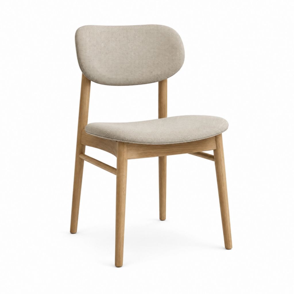 Chaise de salle à manger beige en chêne massif avec assise rembourrée 50 x 54 x 78 cm