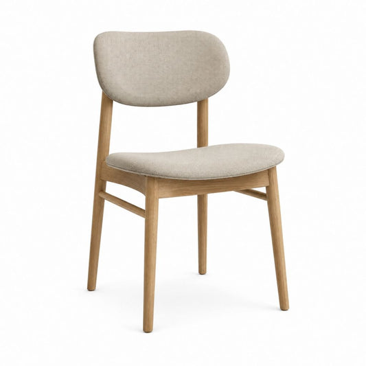 Chaise de salle à manger beige en chêne massif avec assise rembourrée 50 x 54 x 78 cm