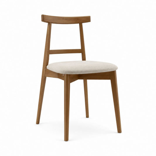 Chaise de salle à manger en hêtre massif brun avec assise rembourrée en polyester 79 x 47 x 53 cm