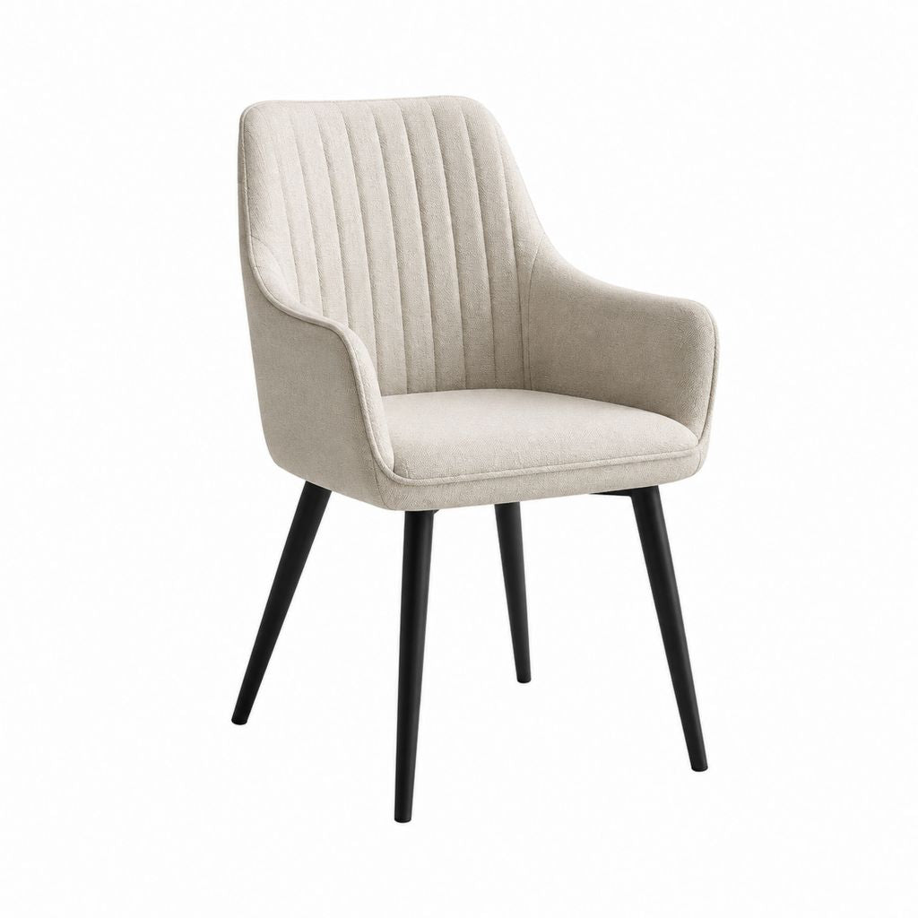 Chaise de salle à manger avec accoudoirs beige en polyester et acier 58 x 60 x 82 cm