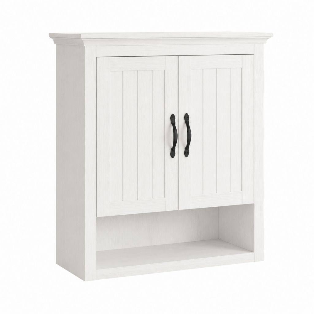 Armoire murale de salle de bain blanche en MDF rectangulaire 60 x 20 x 75 cm à 2 portes