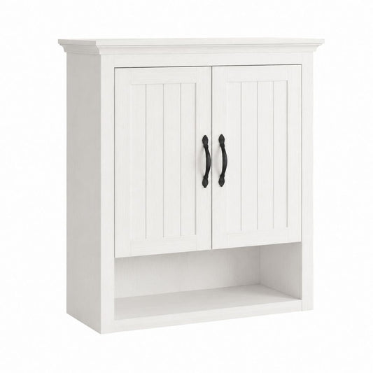 Armoire murale de salle de bain blanche en MDF rectangulaire 60 x 20 x 75 cm à 2 portes