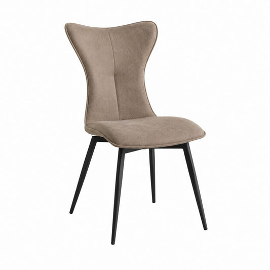 Chaise de salle à manger taupe en microfibre polyester à dossier haut incurvé 47 x 60 x 96 cm