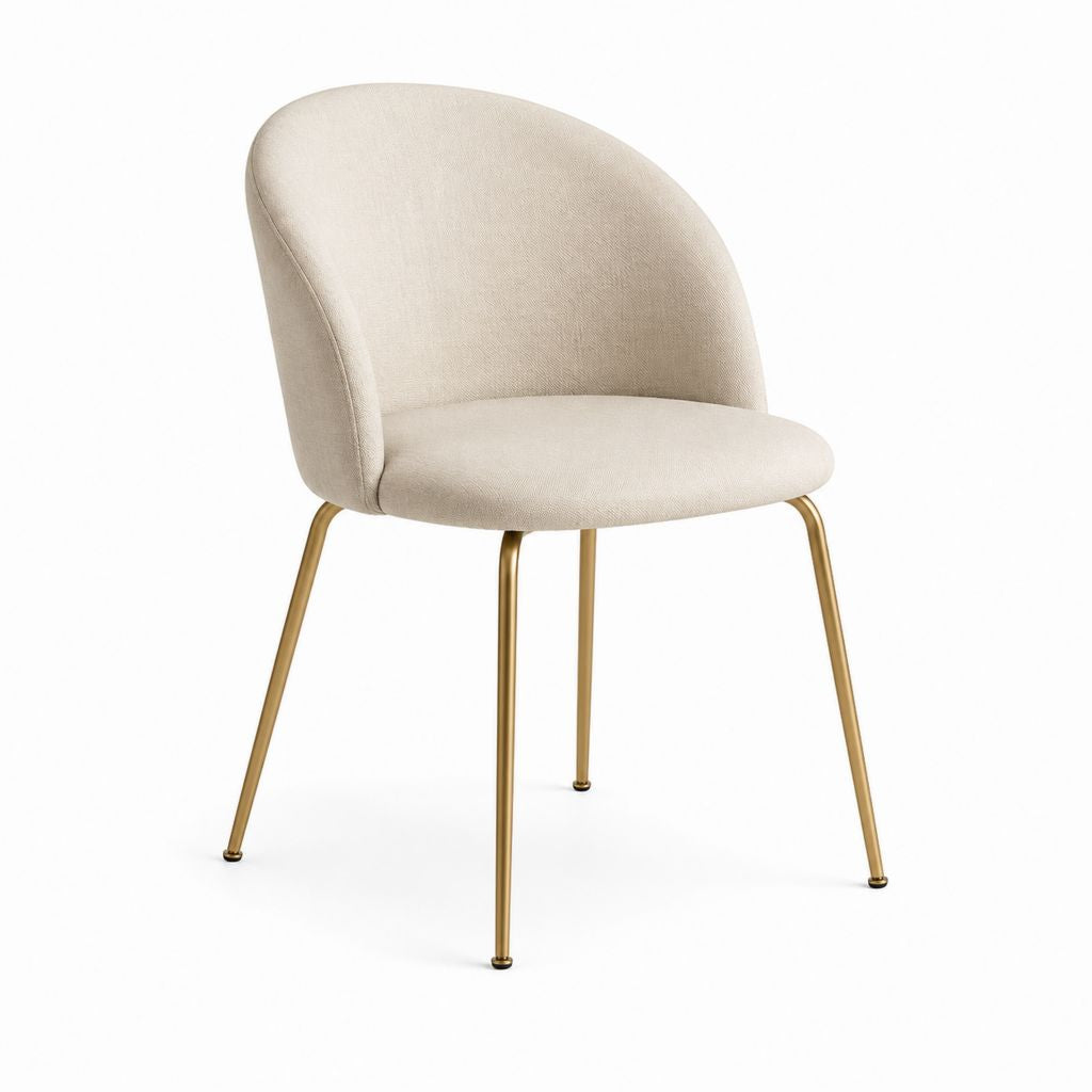 Chaise de salle à manger beige en polyester et acier forme arrondie 58 x 61 x 80 cm