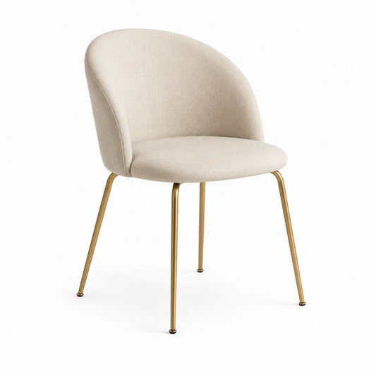 Chaise de salle à manger beige en polyester et acier forme arrondie 58 x 61 x 80 cm