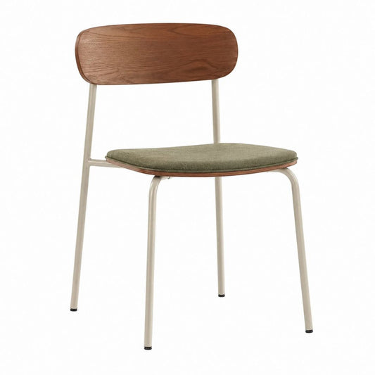 Chaise de salle à manger marron et vert en contreplaqué acier et polyester 50 x 52 x 80 cm